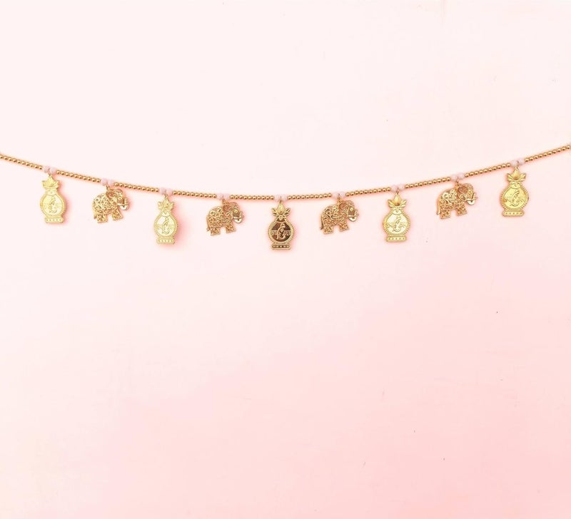 CREYENTES Toran for Door Entrance Latest Golden Elephant with Shubh Labh Ganesh Kalash ToranBandanwar Wall Hanging for Main Entrance Festival Decoration Toran Small Kalash_Elephant_Toran - Image 5