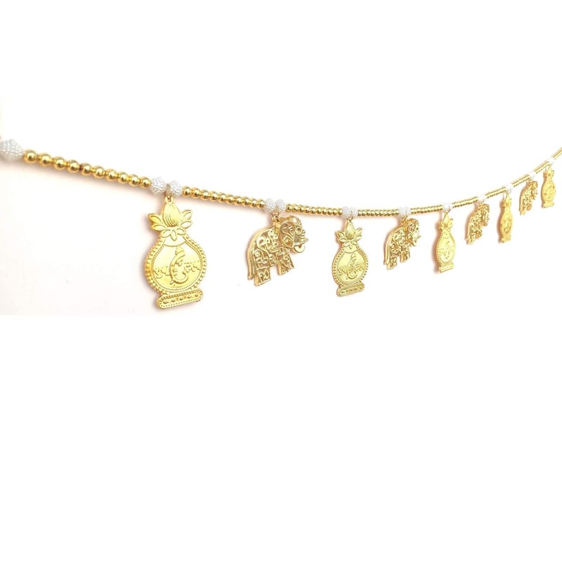 CREYENTES Toran for Door Entrance Latest Golden Elephant with Shubh Labh Ganesh Kalash ToranBandanwar Wall Hanging for Main Entrance Festival Decoration Toran Small Kalash_Elephant_Toran - Image 4