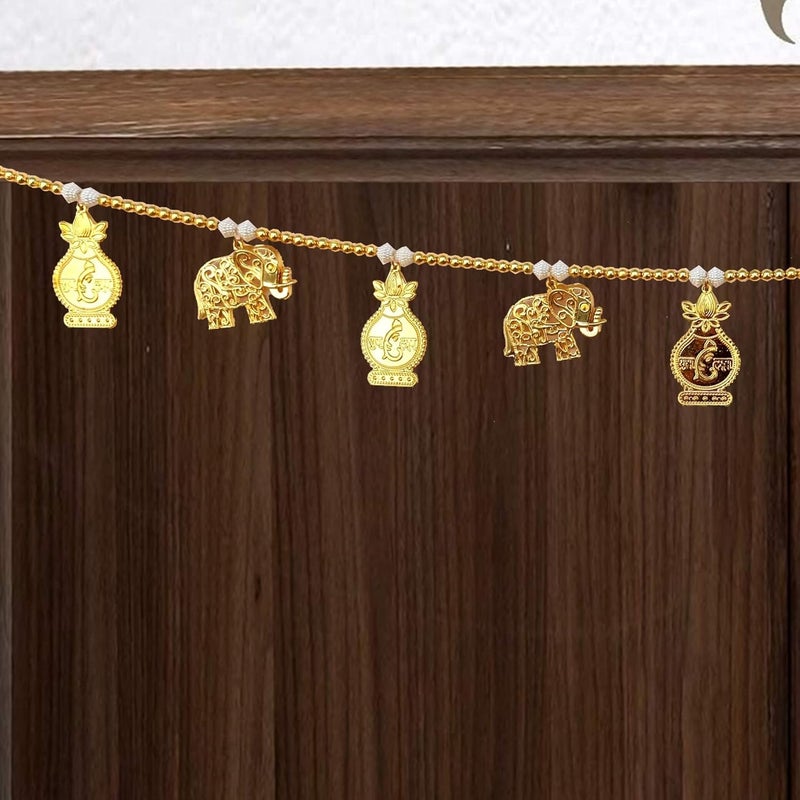 CREYENTES Toran for Door Entrance Latest Golden Elephant with Shubh Labh Ganesh Kalash ToranBandanwar Wall Hanging for Main Entrance Festival Decoration Toran Small Kalash_Elephant_Toran - Image 1