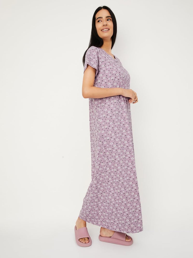 Max Women's Cotton Casual Maxi Night Gown(Gionkg01_Pink_Xs, Small - Image 4