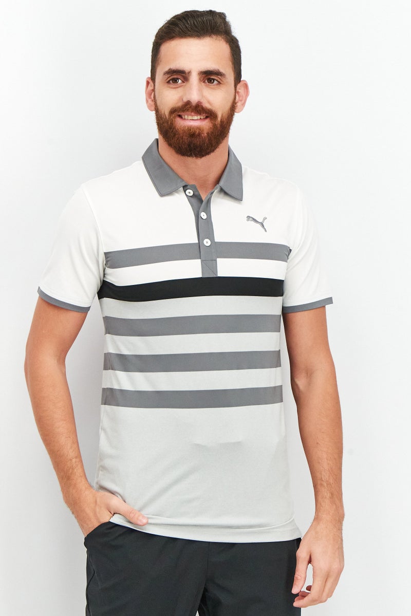 PUMA قميص بولو قصير الأكمام للرجال، مناسب للرياضة، مجموعة بيضاء - Image 1