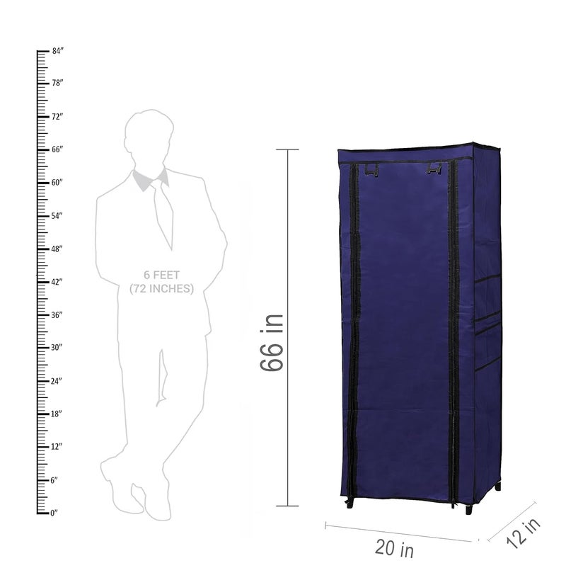 PHILOSHOP PHILOSHOP Multipurpose Collapsible Shoe Rack 9 Layer NonWoven Fabric Strong PVC Pipes with Cover dark blue - Image 5