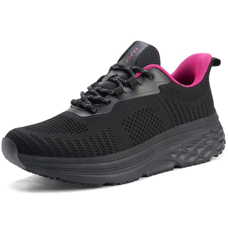 AVW Womens Non Slip Work Shoes Water Resistant Walking Sneakers Food Service Chef Kitchen Shoes BlackRose - Image 2