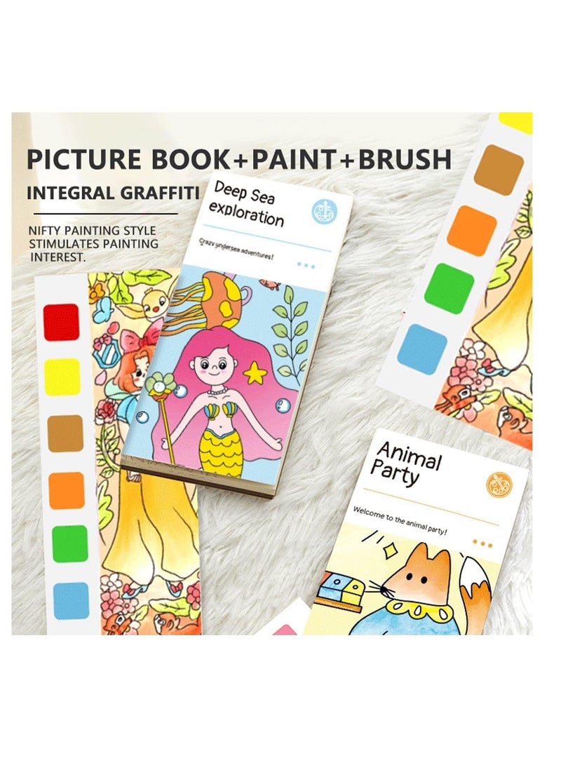 XiuWoo Watercolor Painting Book Set, Vibrant Adventure Set for Kids - 4-Pack Portable Books, Travel Kit, and Journals Inspiring Creative Expression Joyful Artistry - Image 4
