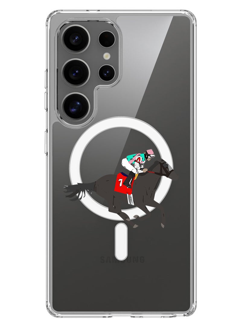 Theodor Magnetic Case for Samsung Galaxy S25 Ultra 6.9-inch Compatible with MagSafe Wireless Charging, Shockproof Phone Bumper Cover Horse Riding - Image 1