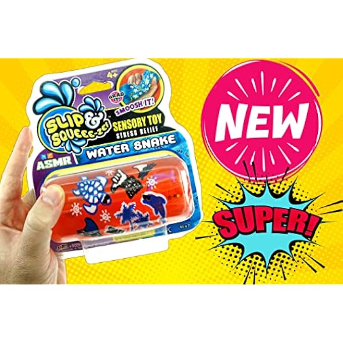 Ja-Ru Magic Glitter Water Snake Fidget Toy 5" (1 Pack for Boy) - Anxiety Stress Toys Slippery Tricky Wiggler Slippery Worm Tube Squishy Sensory Fidget Toy Water Snake Toy Party Favor Ball. Boy-5559-1B - Image 4