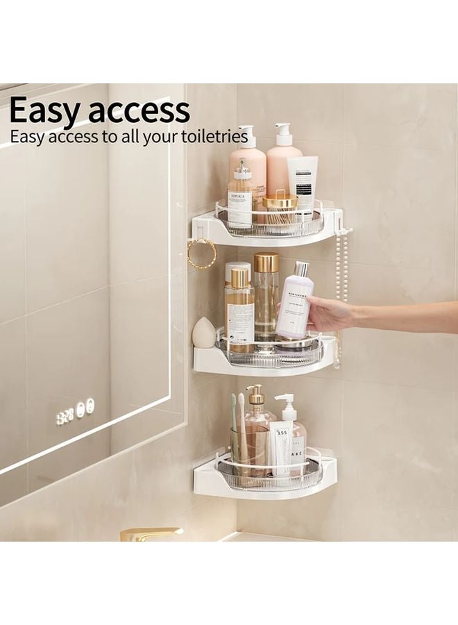 Black Single Layer Rotating Corner Storage Rack No Drill Wall Mounted Organizer for Bathroom Kitchen - Image 2