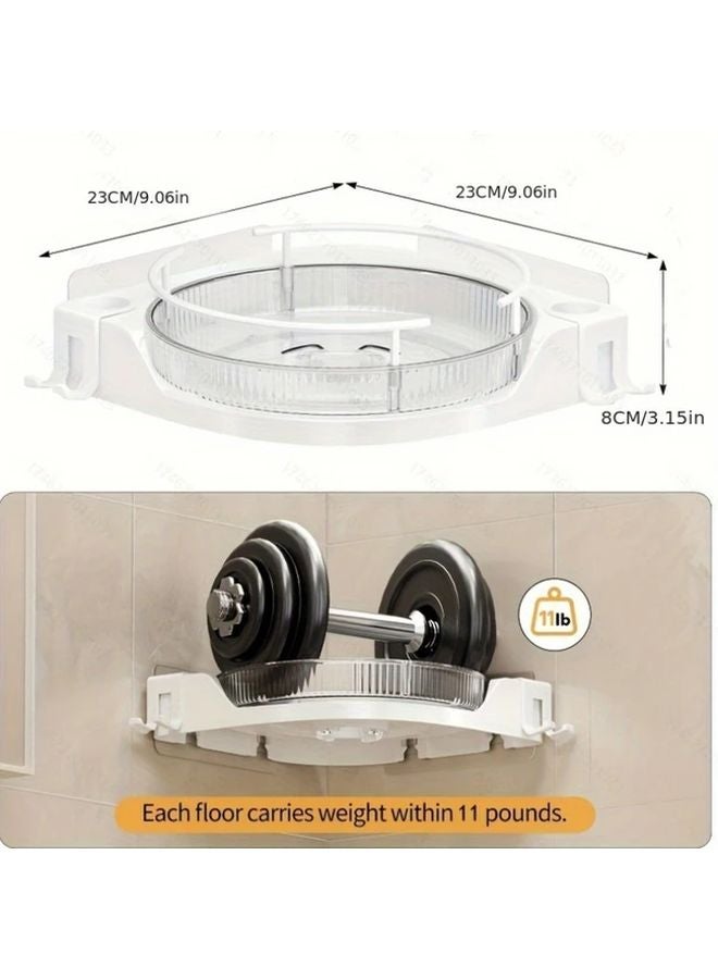 Black Single Layer Rotating Corner Storage Rack No Drill Wall Mounted Organizer for Bathroom Kitchen - Image 4