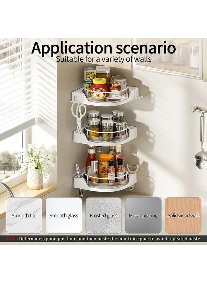 Black Single Layer Rotating Corner Storage Rack No Drill Wall Mounted Organizer for Bathroom Kitchen - Image 5