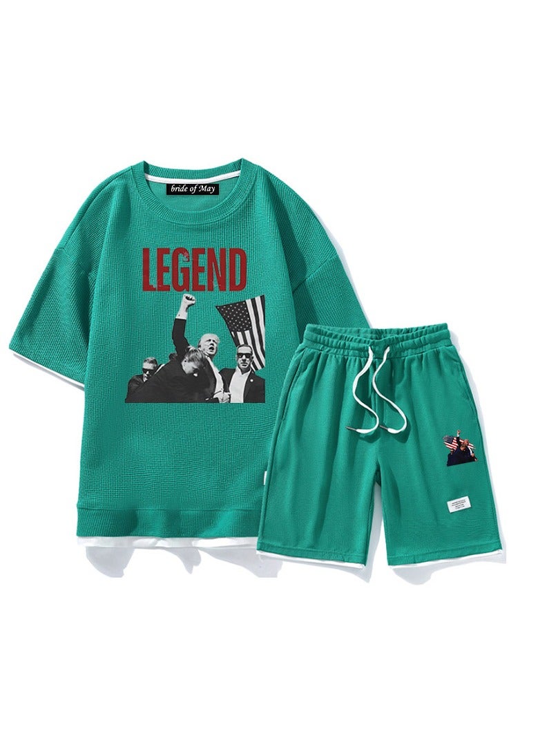 KUYING New Trump Print Short Sleeved Shorts Set - Image 1