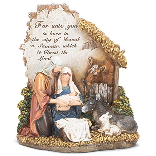 Napco Unto You a Savior is Born 10 inch Resin Nativity Scene Sculpture Figurine - Image 1