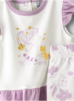 Tiny Hug Girls' Ruffled Sleeve Peplum Top and Floral Leggings Set  - Image 3