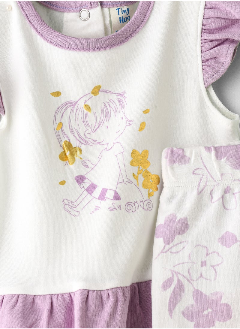 Tiny Hug Girls' Ruffled Sleeve Peplum Top and Floral Leggings Set  - Image 3