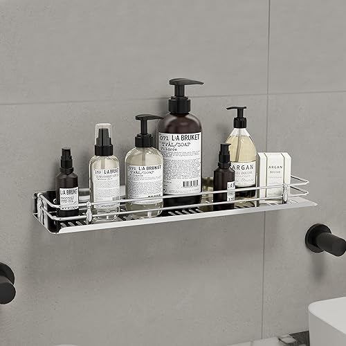 Plantex Bathroom Accessories/Stainless Steel Bathroom Shelf with Railings/Washroom Shelf/Bathroom Organizer (18 inches, Chrome) - Image 1