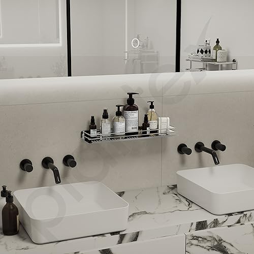 Plantex Bathroom Accessories/Stainless Steel Bathroom Shelf with Railings/Washroom Shelf/Bathroom Organizer (18 inches, Chrome) - Image 2