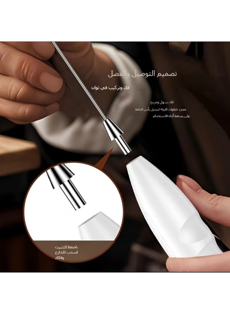 Portable electric milk frother - egg whisk, coffee whisk, latte, cappuccino, matcha with lightweight plastic bowl, ideal for travel, camping and picnics - suitable for coffee and tea drinks - Image 3