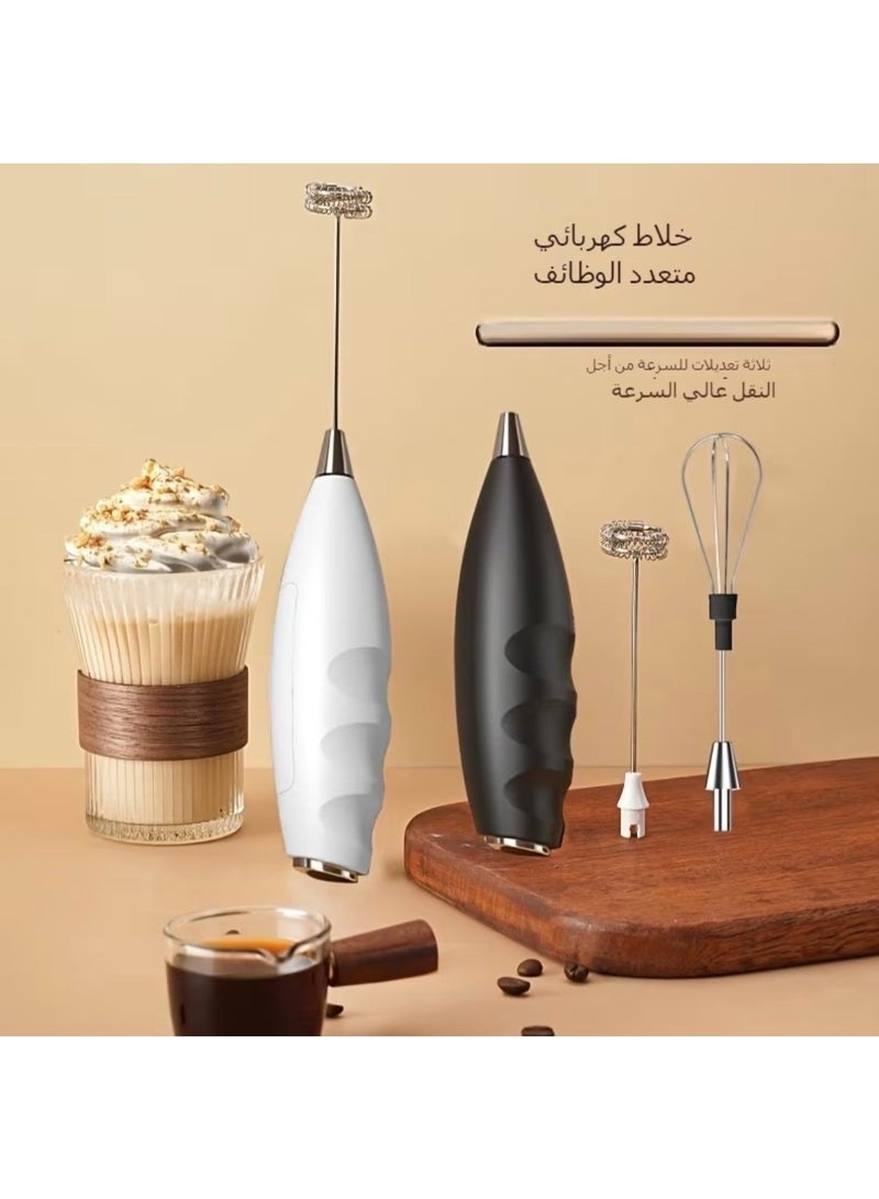 Portable electric milk frother - egg whisk, coffee whisk, latte, cappuccino, matcha with lightweight plastic bowl, ideal for travel, camping and picnics - suitable for coffee and tea drinks - Image 1