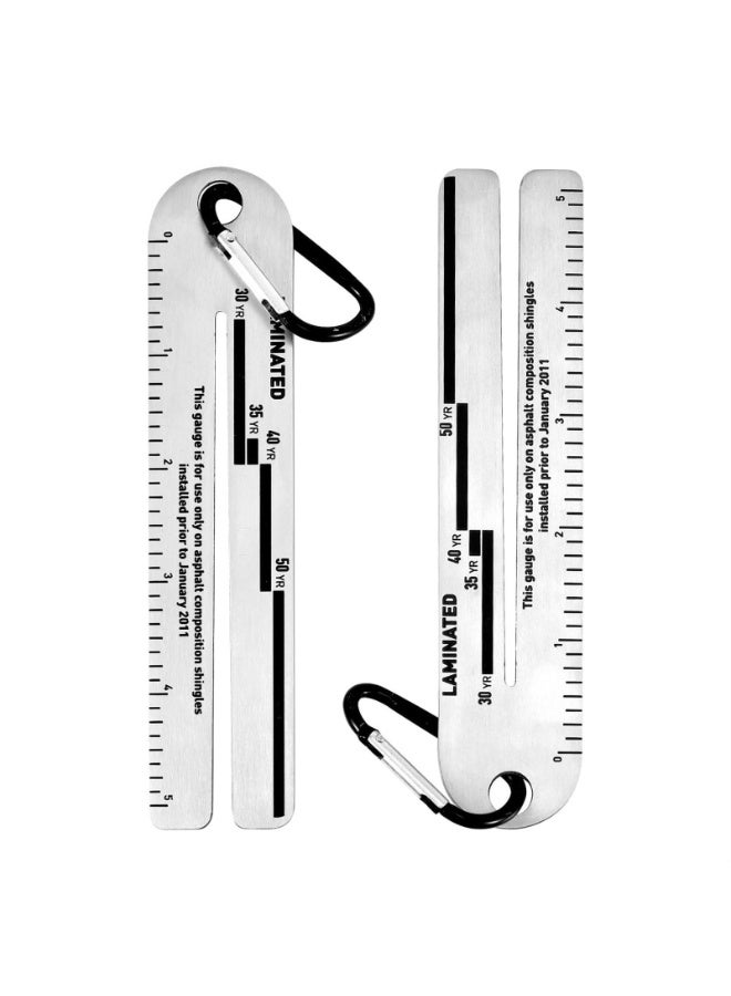 2pcs Shingle Gauge, 4/09 Shingle Gauge Portable Roof Pitch Gauge with Carabiner Shingle Gauge Tool for Measuring and Analyzing The Thickness of Roof Tiles - Image 1