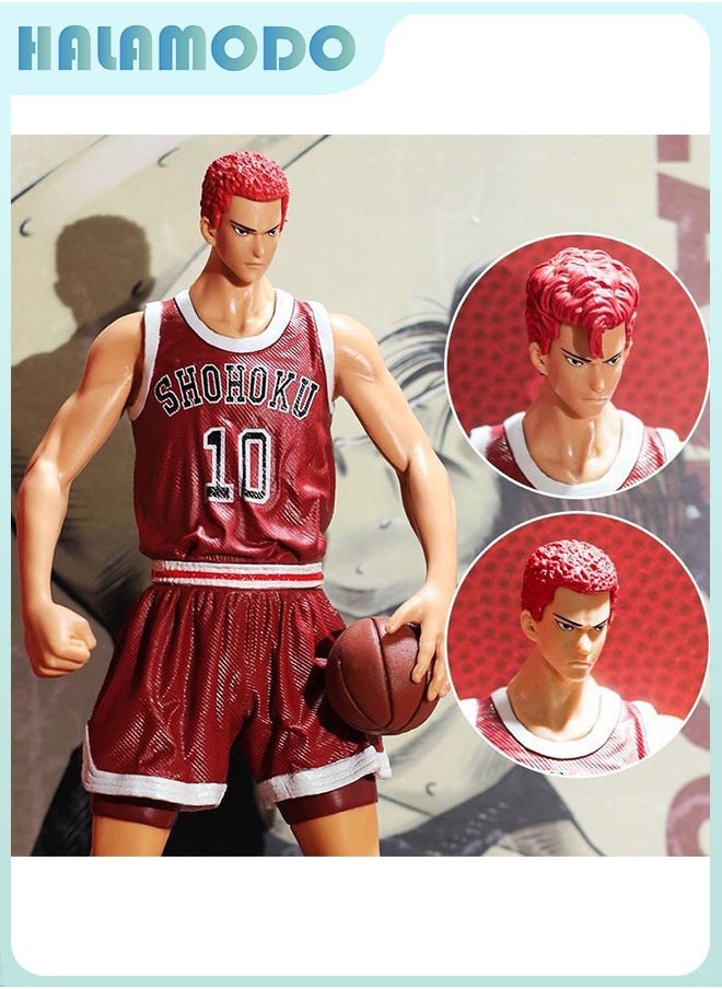 HALAMODO - Slam Dunk: Super Large Standing Sakuragi Hanamichi with Interchangeable Head (Red) from Shohoku High School - Handmade Model Figure Decoration 31 cm - Image 1