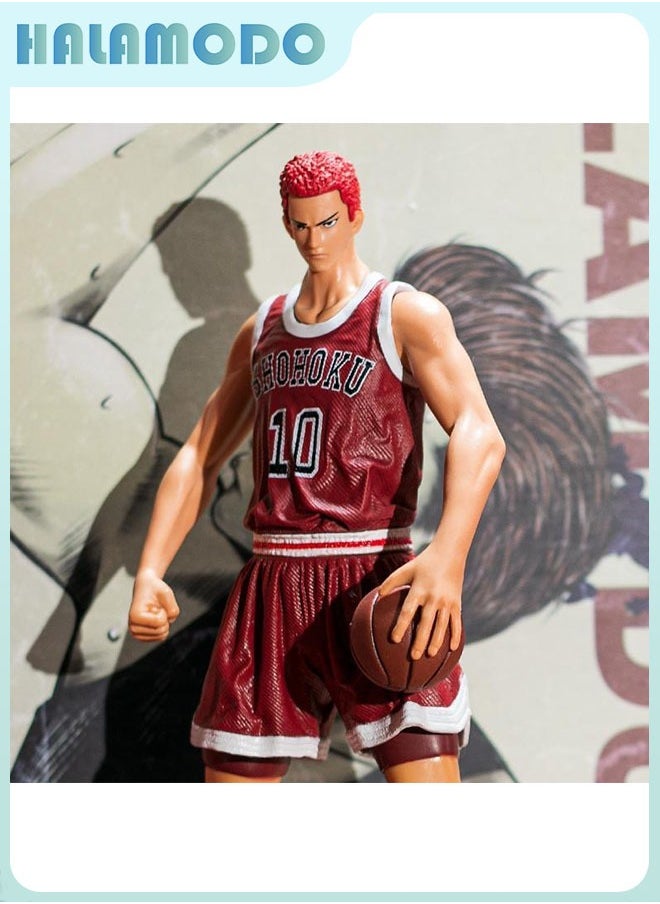 HALAMODO - Slam Dunk: Super Large Standing Sakuragi Hanamichi with Interchangeable Head (Red) from Shohoku High School - Handmade Model Figure Decoration 31 cm - Image 1