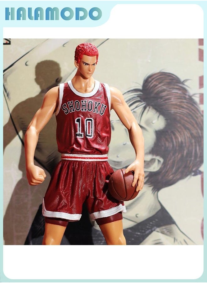 HALAMODO - Slam Dunk: Super Large Standing Sakuragi Hanamichi with Interchangeable Head (Red) from Shohoku High School - Handmade Model Figure Decoration 31 cm - Image 1