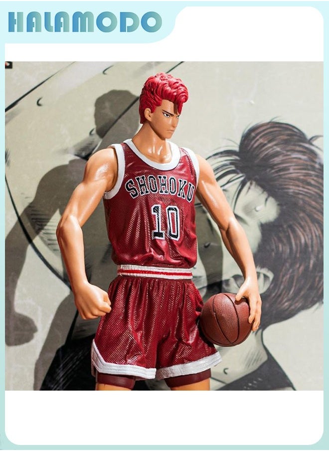 HALAMODO - Slam Dunk: Super Large Standing Sakuragi Hanamichi with Interchangeable Head (Red) from Shohoku High School - Handmade Model Figure Decoration 31 cm - Image 1