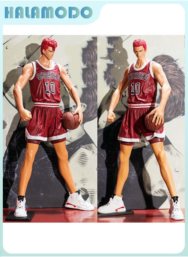 HALAMODO - Slam Dunk: Super Large Standing Sakuragi Hanamichi with Interchangeable Head (Red) from Shohoku High School - Handmade Model Figure Decoration 31 cm - Image 1