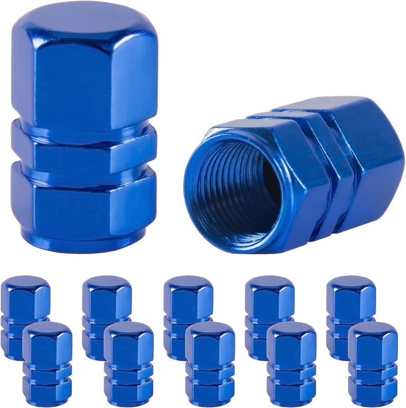 JUSTTOP Car Tire Valve Stem Caps, 12pcs Air Caps Cover, Universal for Cars, SUVs, Bike, Trucks and Motorcycles-Blue - Image 1