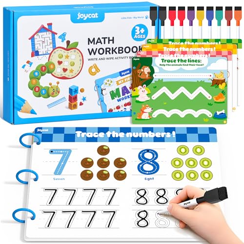 JoyCat Math Game Book Preschool Learning Activity for Kids Ages 35 Number Tracing Workbooks Math Learning Tools Travel Cars Activities Educational Gift Toys for Girls and Boys Ages 48 - Image 1