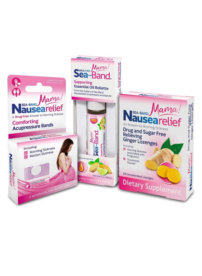 سي-باند مجموعة سي-باند ماما! لتخفيف الغثيان أثناء الحمل، مع أشرطة ضغط مضادة للغثيان، وأقراص استحلاب الزنجبيل، ولفائف الزيوت العطرية - Image 1