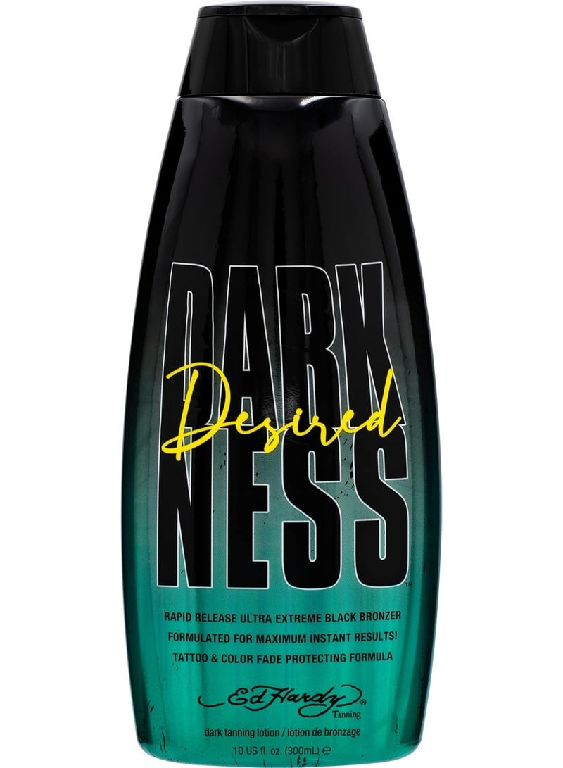 Ed Hardy Tanning desired Darkness Dark Tanning Lotion â€“ Rapid Release Ultra Extreme Black Bronzer Formulated for Maximum Instant Results, Tattoo and Color Fade Protecting Formula â€“ 10 oz.