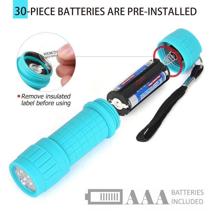 FASTPRO 10-Pack, 9-LED Mini Flashlight Set, AAA Batteries are Included and Pre-Installed, Perfect for Class Teaching, Camping, Wedding Favor - Image 4