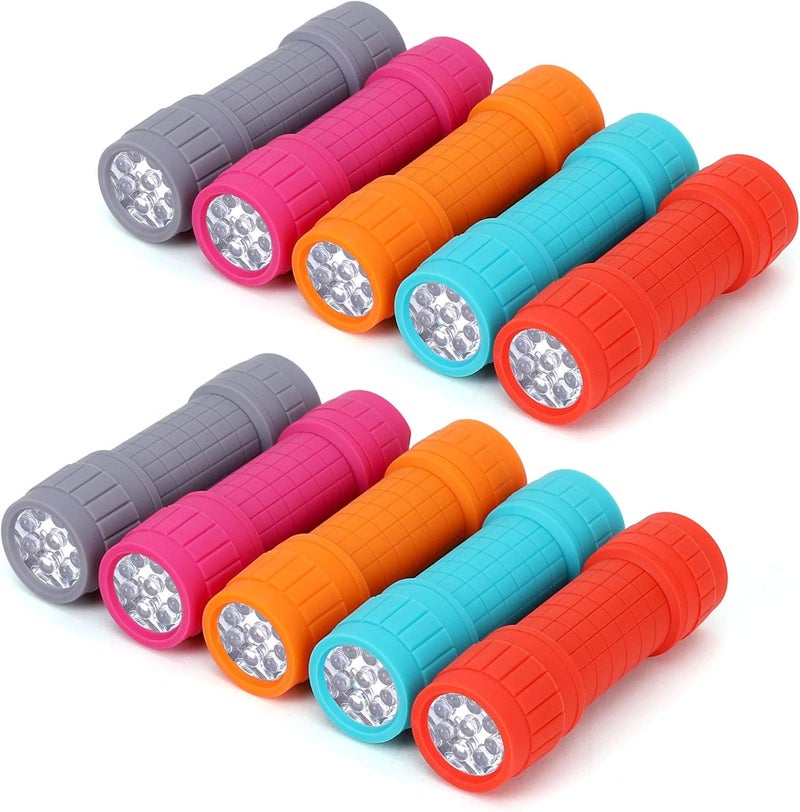 FASTPRO 10-Pack, 9-LED Mini Flashlight Set, AAA Batteries are Included and Pre-Installed, Perfect for Class Teaching, Camping, Wedding Favor - Image 1
