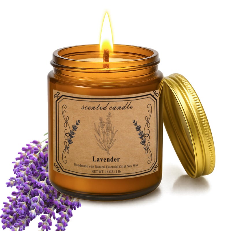 POOTES Candles for Home Scented, 16oz Large Soy Wax Lavender Scented Candle, 100 Hour Burn Time, Aromatherapy Candle, Ideal for Christmas, Anniversary, Birthday Gift - Image 1