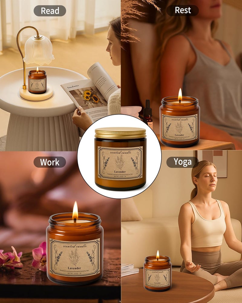 POOTES Candles for Home Scented, 16oz Large Soy Wax Lavender Scented Candle, 100 Hour Burn Time, Aromatherapy Candle, Ideal for Christmas, Anniversary, Birthday Gift - Image 5