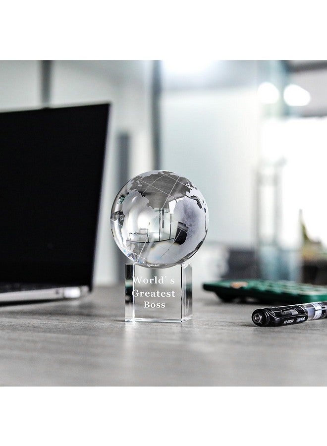 LONGWIN World's Greatest Boss 2.76" Crystal Globe Awards - Gifts for Boss Unique Bosses Day Birthday Christmas Thanks Giving Day Gift for Boss - Image 5