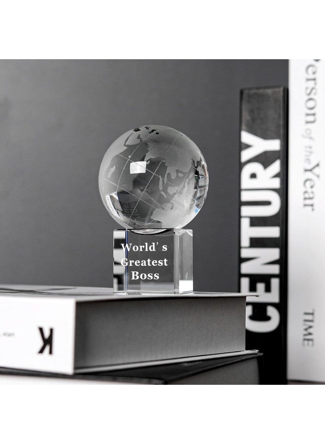 LONGWIN World's Greatest Boss 2.76" Crystal Globe Awards - Gifts for Boss Unique Bosses Day Birthday Christmas Thanks Giving Day Gift for Boss - Image 3