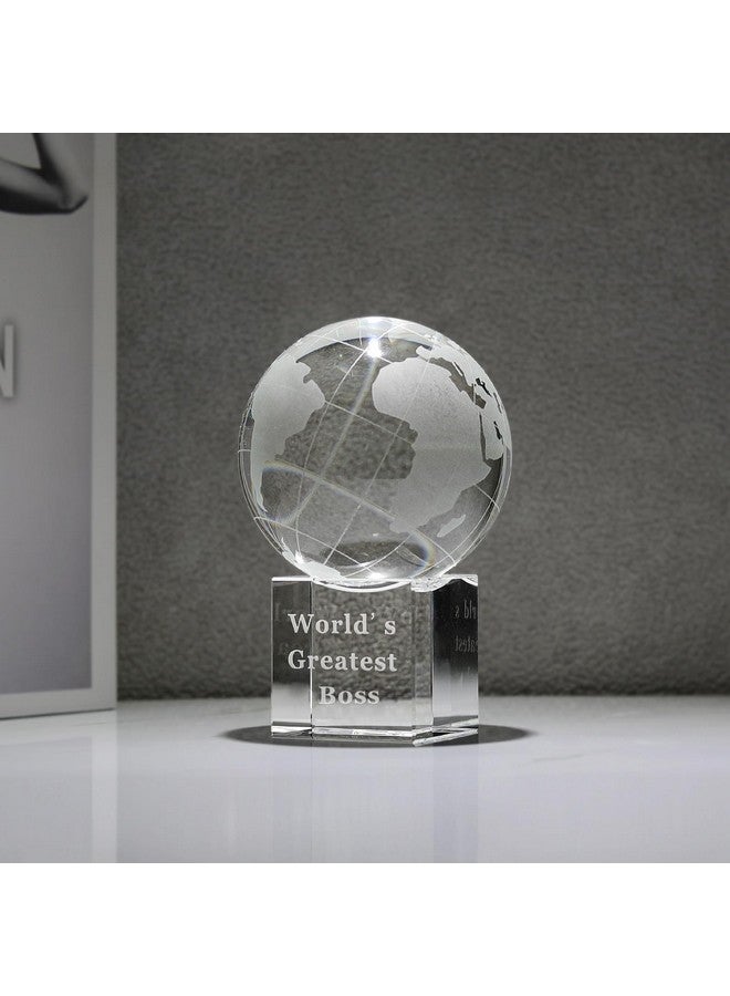 LONGWIN World's Greatest Boss 2.76" Crystal Globe Awards - Gifts for Boss Unique Bosses Day Birthday Christmas Thanks Giving Day Gift for Boss - Image 2