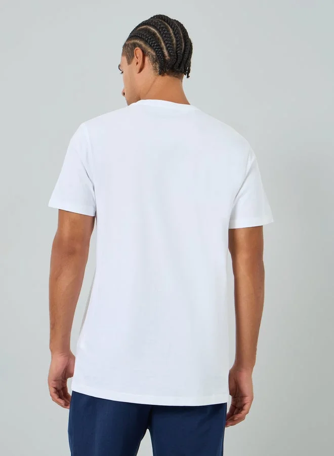 Styli  Men White Crew Neck Regular Fit T-Shirt for Men | Best Price UAE