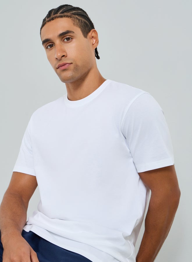 Styli Men White Crew Neck Regular Fit T-Shirt - Image 3