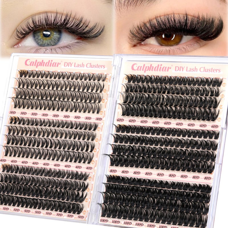 Calphidar Eyelash Clusters 30D40D50D60D80D100D Lash Clusters Wispy Individual Lashes 476PCS Dcurly Lash Extension 1016MM Natural Lashes Clusters DIY Cluster Eyelash Extensions for Beginners