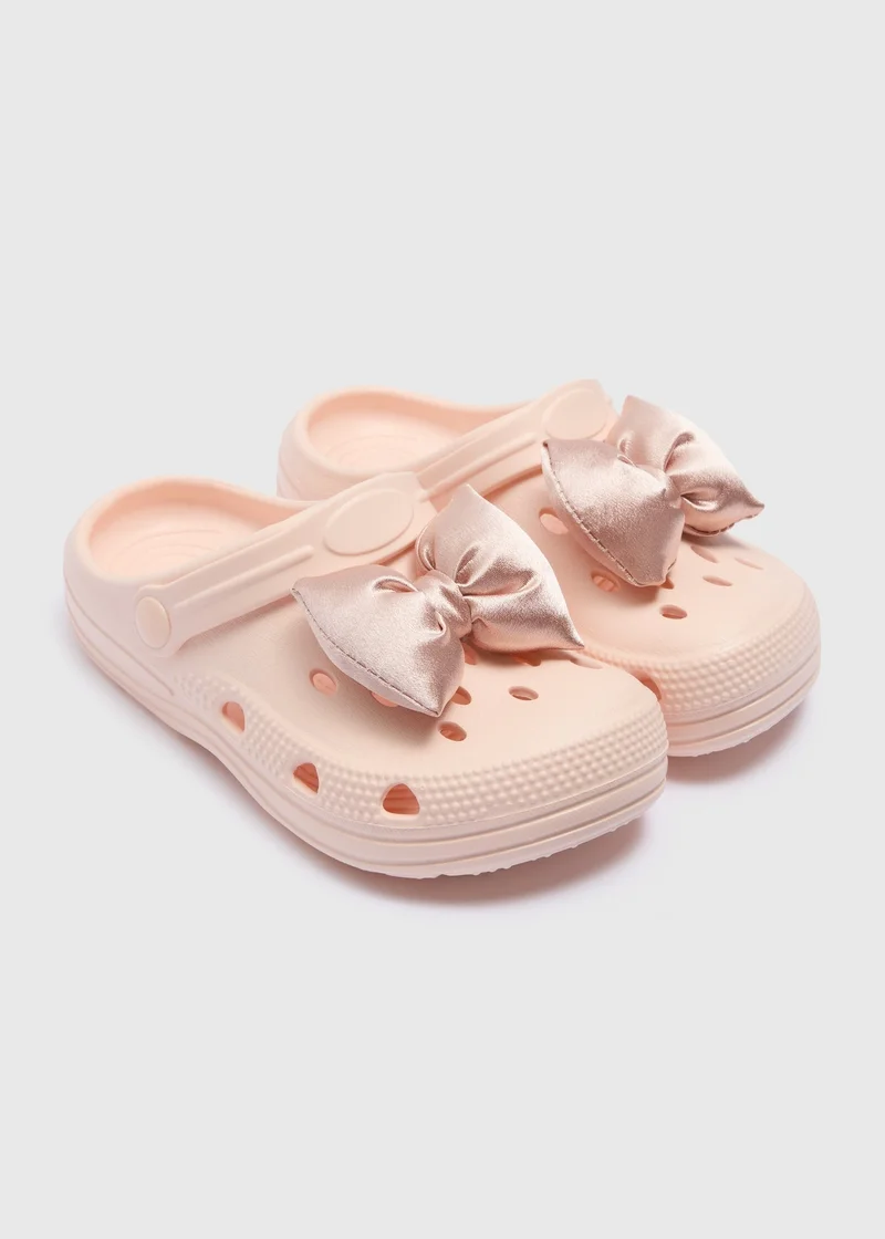 Matalan Girls Pink Bow Clogs