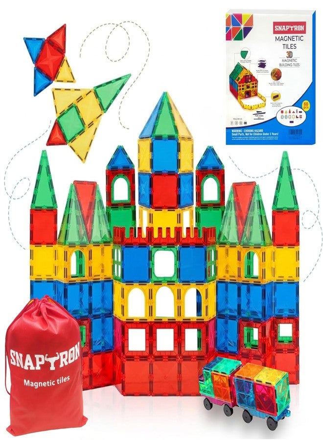 SNAPTRON Magnetic Blocks for Kids Tiles -60 Pieces Set Gifts for Girls, Boys, Magnetic Blocks for Kids 3+ Years, 4 5 6 7 8 9 10/ Constructing & Learning Builder Educational Magnetiles Game - Image 1