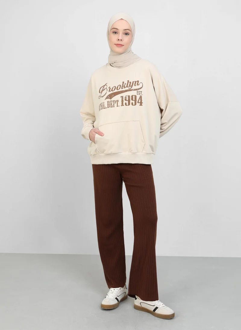 بور لا كارا من مودانيسا Brown - Knit Pants - Por La Cara