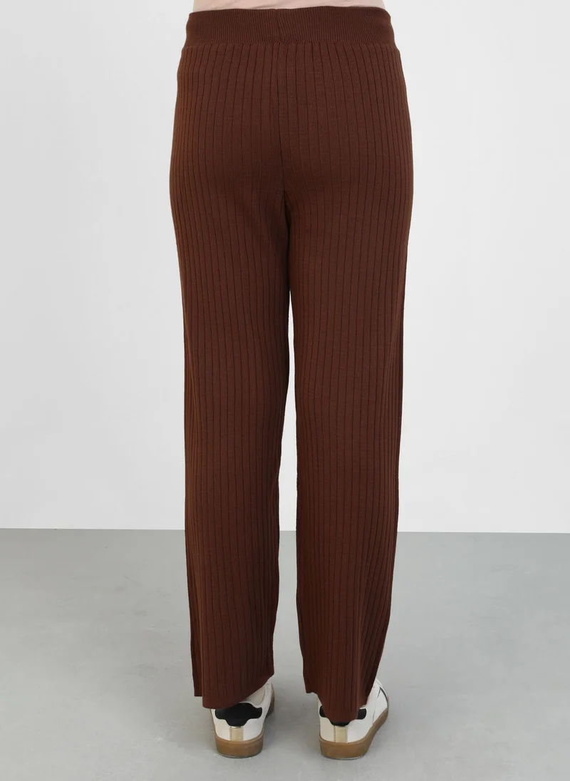 Por La Cara By Modanisa Brown - Knit Pants - Por La Cara