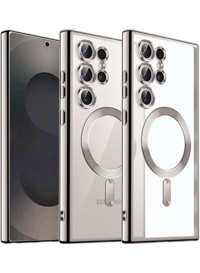 Magnetic Case for Samsung S25 Ultra, Case Clear, [Compatible with Magsafe, Built-in Camera Lens Protector] | Natural Titanium