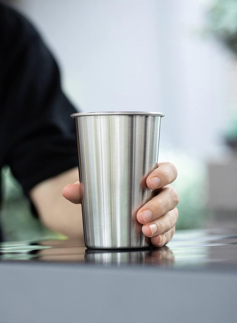 LOOPITYS Stainless Steel Cup 4 Pack 16oz Drinking Cup,Stainless Steel Pint Cups Shatterproof Cup Tumblers Unbreakable Metal Drinking,for Bar, Home, Restaurant water, coffee, beverages, milk and tea - Image 3