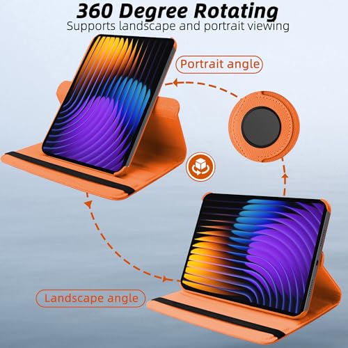 TGK 360 Rotatable Smart Flip Cover for Xiaomi Mi Pad 7 11.2 inch Case/Pad 7 Pro (Orange) - Image 3
