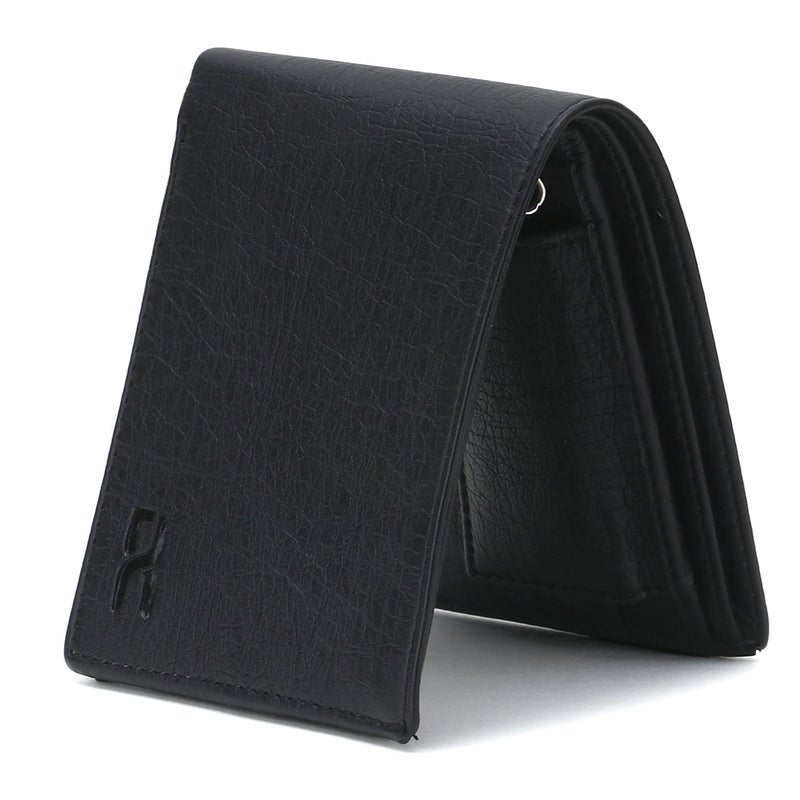 Dezire Crafts PU Leather Wallet for Men | Slim & Stylish | 3 Card Pockets, 1 Zipper Pocket, 1 Coin Pocket, 1 Currency Compartment, 2 Hidden Pockets (Black) - Image 5