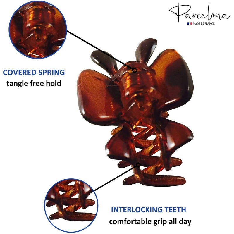 Parcelona French Classic Very Small 1 1/2" Claw Clips with Tight Spring Set of 3 Girls Hair Jaw Claw Clips Durable Styling Women Hair Accessories, Made in France (Tortoise Shell Brown) - Image 4